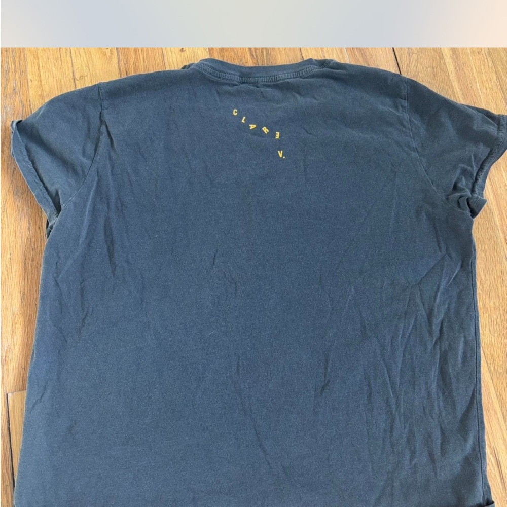 Clare V Small Black Tee with Yellow 'TOUT VA BIEN' Graphic - Picture 2 of 3